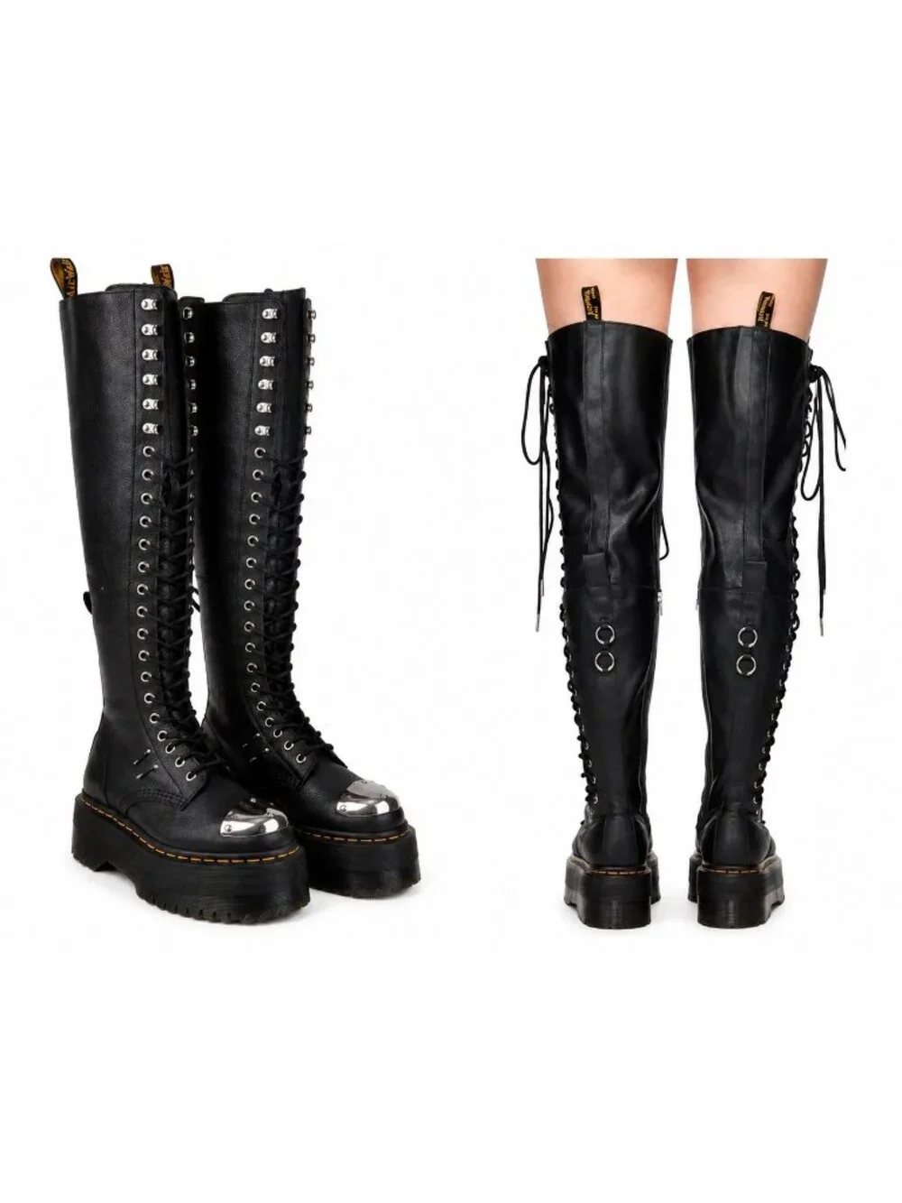 Dr. Martens 28-Eye XTRM Max Virginia Leather Size 6 Thigh High Platform Boots